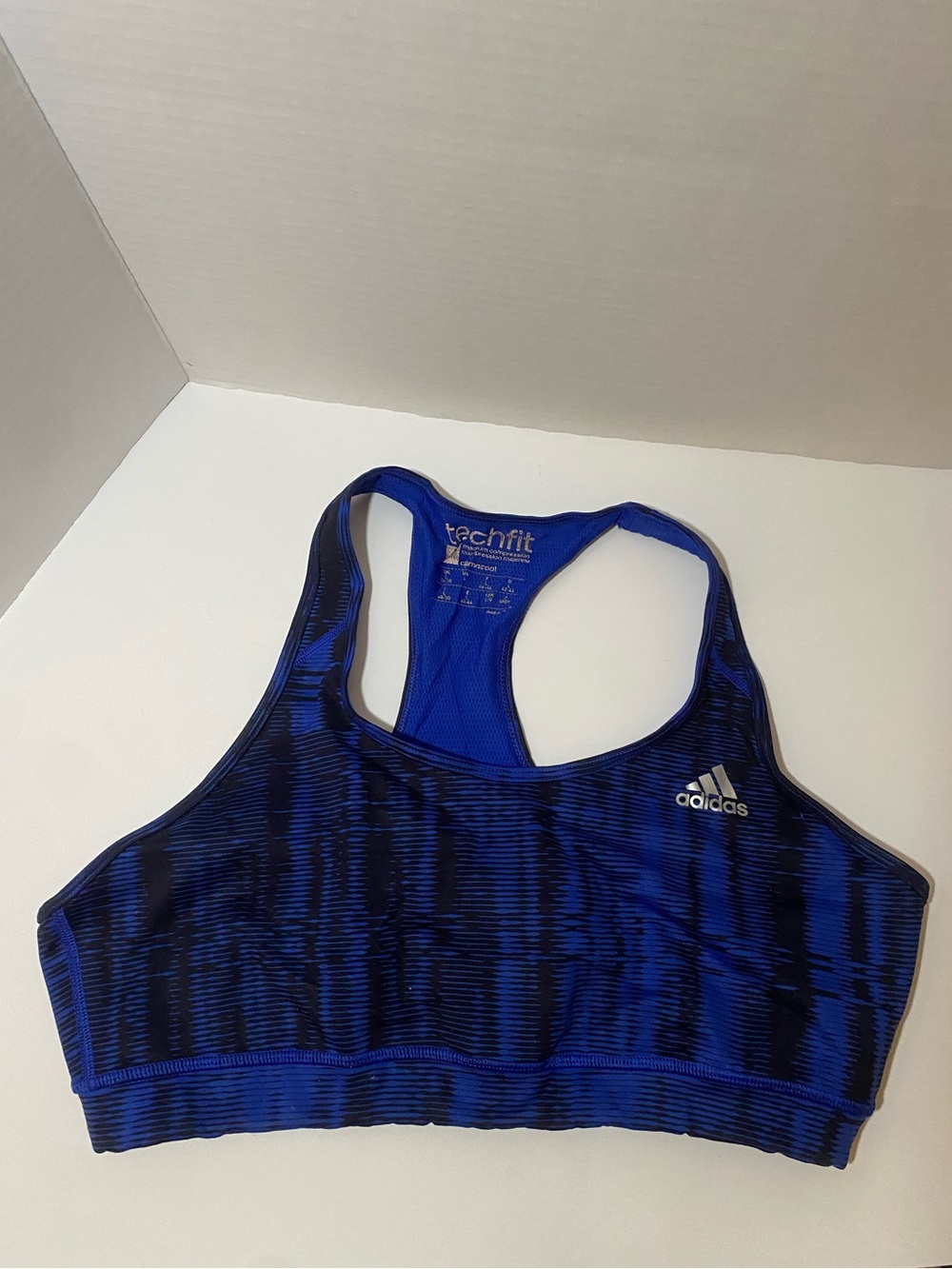 adidas Techfit Climacool Medium Compression Sports Bra Royal Blue Black L